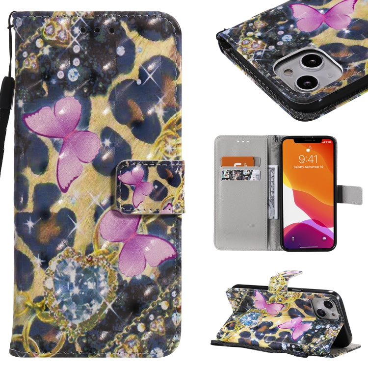 Custodia portafoglio in pelle flip con motivo 3D per iPhone 13
