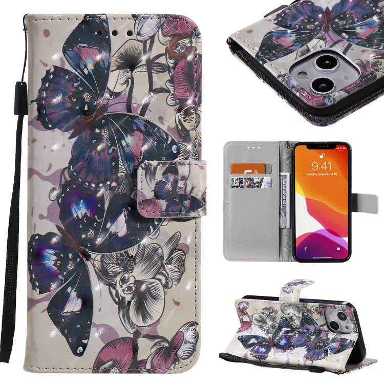 Custodia portafoglio in pelle flip con motivo 3D per iPhone 13