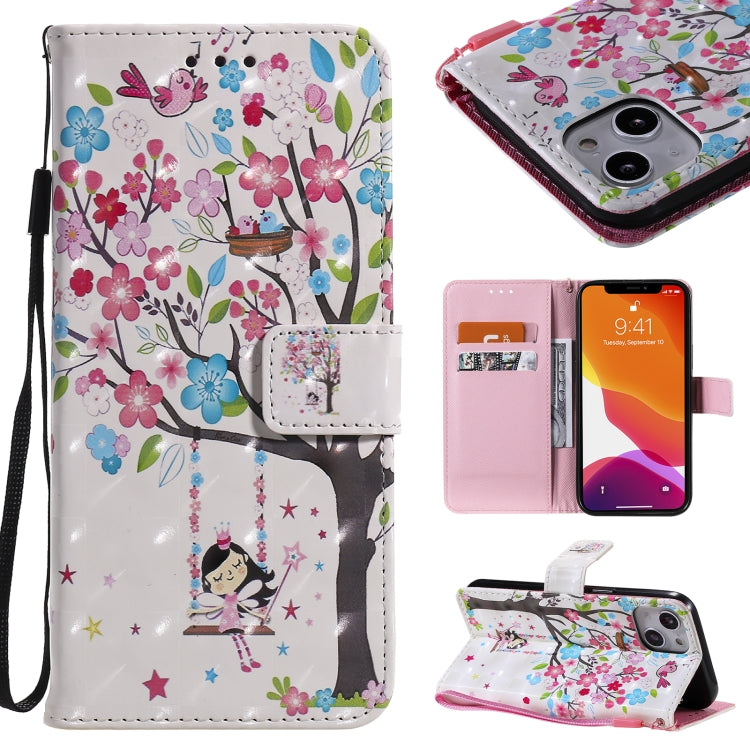 Custodia portafoglio in pelle flip con motivo 3D per iPhone 13