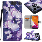 Custodia portafoglio in pelle flip con motivo 3D per iPhone 13