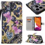 Custodia portafoglio in pelle flip con motivo 3D per iPhone 13