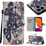 Custodia portafoglio in pelle flip con motivo 3D per iPhone 13