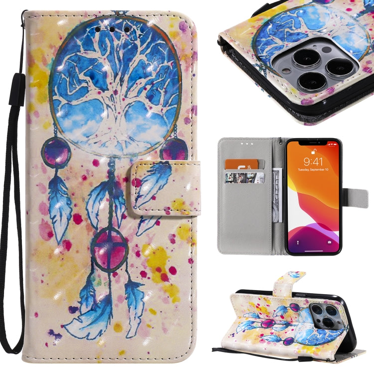 Custodia portafoglio in pelle flip con motivo 3D per iPhone 13
