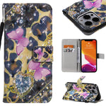 Custodia portafoglio in pelle flip con motivo 3D per iPhone 13