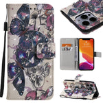 Custodia portafoglio in pelle flip con motivo 3D per iPhone 13
