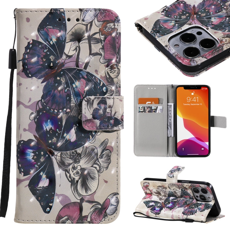 Custodia portafoglio in pelle flip con motivo 3D per iPhone 13