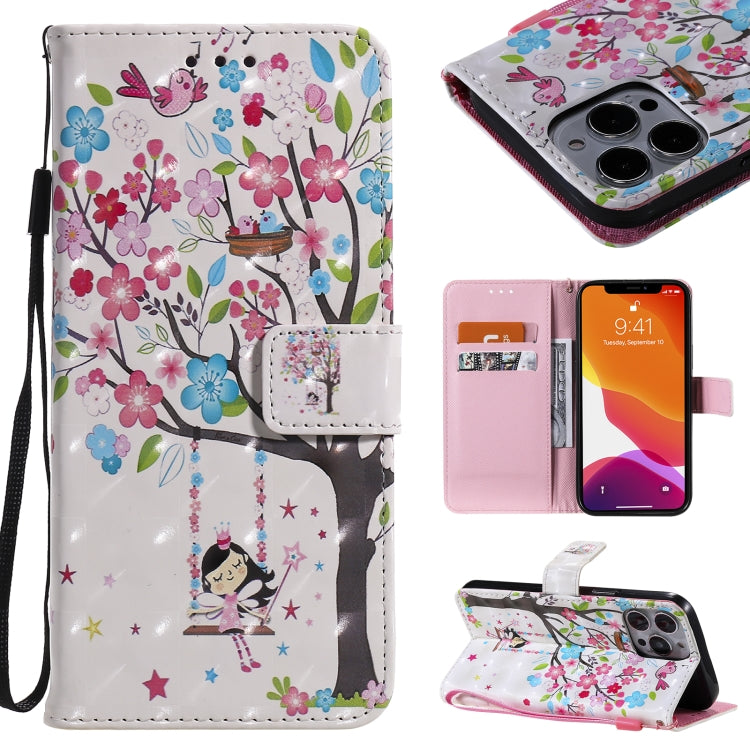 Custodia portafoglio in pelle flip con motivo 3D per iPhone 13
