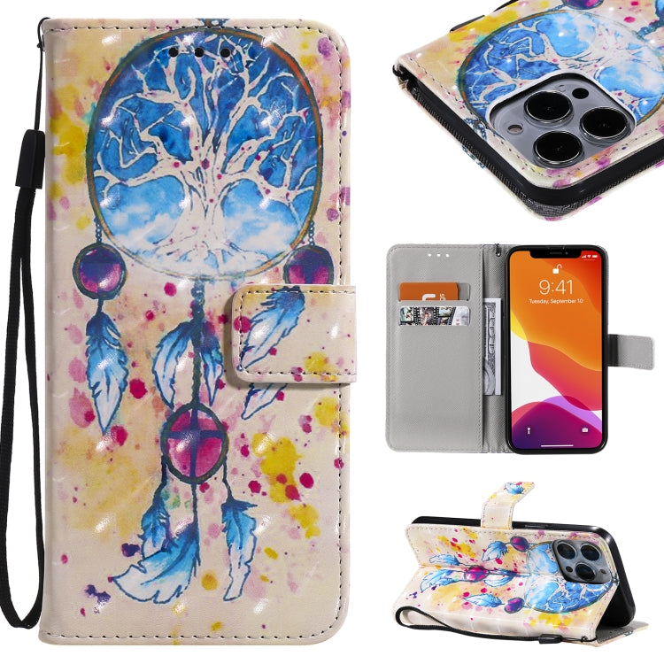 Custodia portafoglio in pelle flip con motivo 3D per iPhone 13