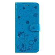Custodia in pelle a ribalta orizzontale antiurto con motivo a goffratura Cat Bee con supporto, slot per schede e portafoglio, For iPhone 13 mini, For iPhone 13, For iPhone 13 Pro, For iPhone 13 Pro Max