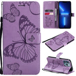 Custodia portafoglio in pelle con farfalla per iPhone 13 Pro Max