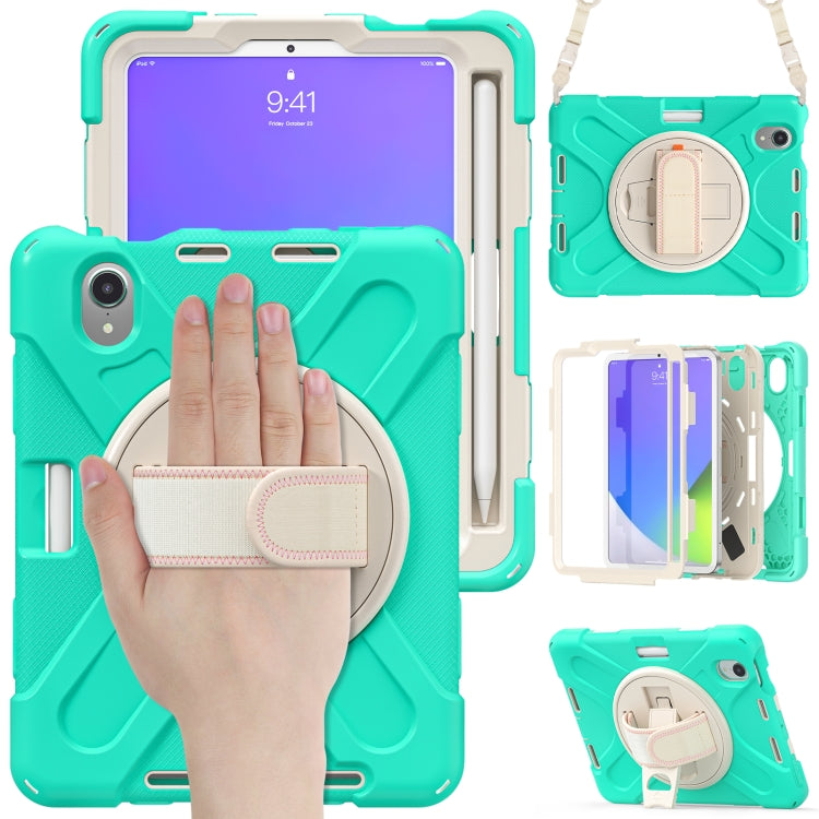 Custodia protettiva in silicone + PC con supporto e tracolla, For iPad mini 6 / mini 2024