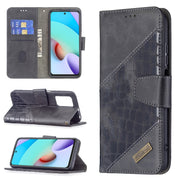 Custodia in pelle sintetica a vibrazione orizzontale con trama in coccodrillo abbinata con portafoglio, supporto e slot per carte, For Xiaomi Redmi 10