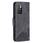 Custodia in pelle sintetica a vibrazione orizzontale con trama in coccodrillo abbinata con portafoglio, supporto e slot per carte, For Xiaomi Redmi 10