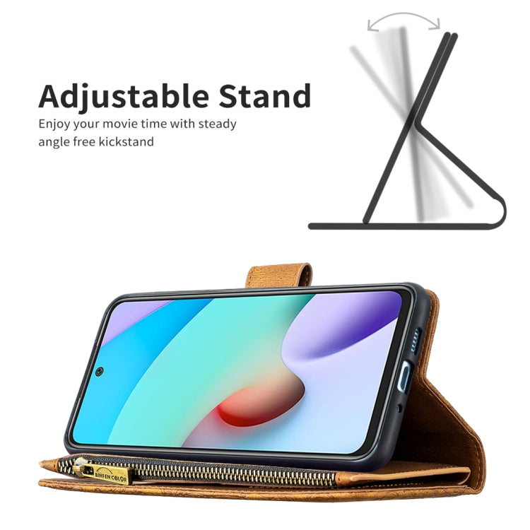 Custodia portafoglio in pelle con cerniera per Xiaomi Redmi 10