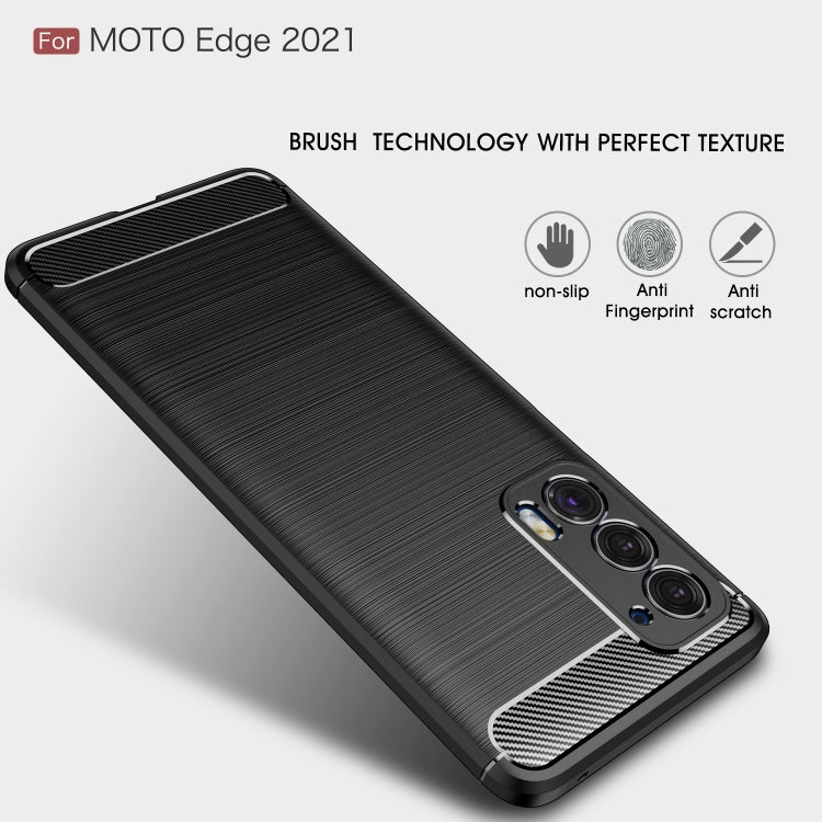 Custodia in TPU in fibra di carbonio con trama spazzolata, For Motorola Moto Edge 2021, For Motorola Moto G60S