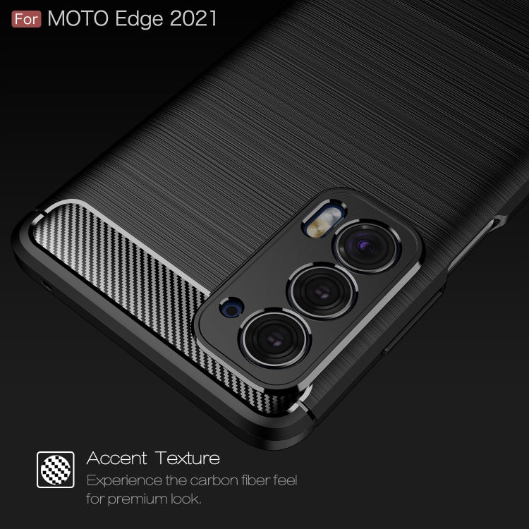 Custodia in TPU in fibra di carbonio con trama spazzolata, For Motorola Moto Edge 2021, For Motorola Moto G60S