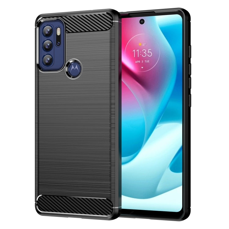 Custodia in TPU in fibra di carbonio con trama spazzolata, For Motorola Moto Edge 2021, For Motorola Moto G60S