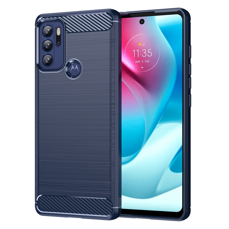 Custodia in TPU in fibra di carbonio con trama spazzolata, For Motorola Moto Edge 2021, For Motorola Moto G60S