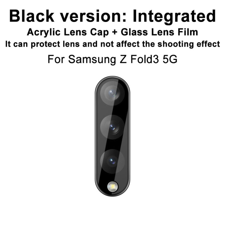 Pellicola in vetro temperato per obiettivo della fotocamera posteriore integrata IMAK con copriobiettivo versione nera, For Samsung Galaxy Z Fold3 5G