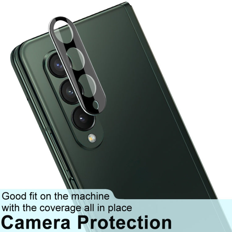 Pellicola in vetro temperato per obiettivo della fotocamera posteriore integrata IMAK con copriobiettivo versione nera, For Samsung Galaxy Z Fold3 5G