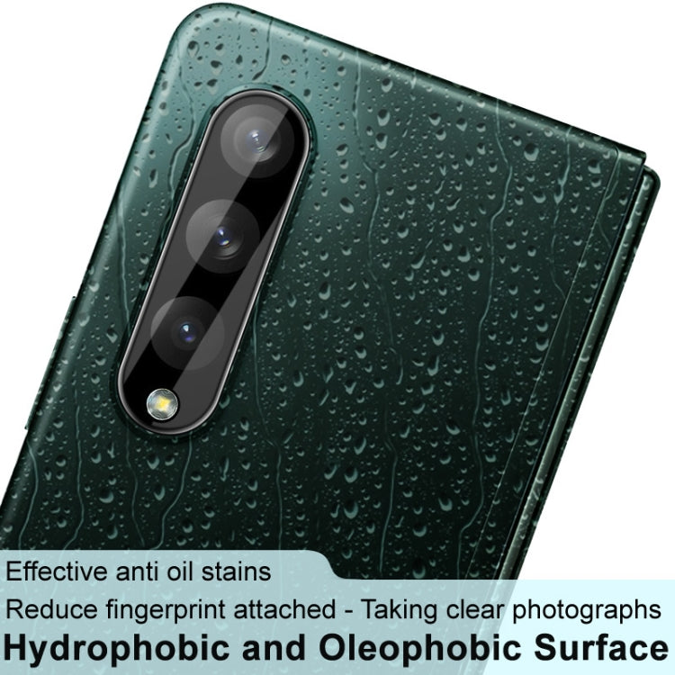 Pellicola in vetro temperato per obiettivo della fotocamera posteriore integrata IMAK con copriobiettivo versione nera, For Samsung Galaxy Z Fold3 5G