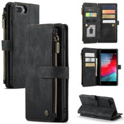 CaseMe-C30 PU + TPU Custodia multifunzionale orizzontale in pelle con flip con supporto e slot per schede e portafoglio e tasca con cerniera, For iPhone 8 Plus & 7 Plus & 6 Plus, For iPhone SE 2022 / SE 2020 / 8 / 7 / 6, For iPhone 11, For iPhone 11 Pr...