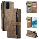 CaseMe-C30 PU + TPU Custodia multifunzionale orizzontale in pelle con flip con supporto e slot per schede e portafoglio e tasca con cerniera, For Samsung Galaxy S10+, For Samsung Galaxy S20 5G, For Samsung Galaxy S20+ 5G, For Samsung Galaxy S20 Ultra 5...