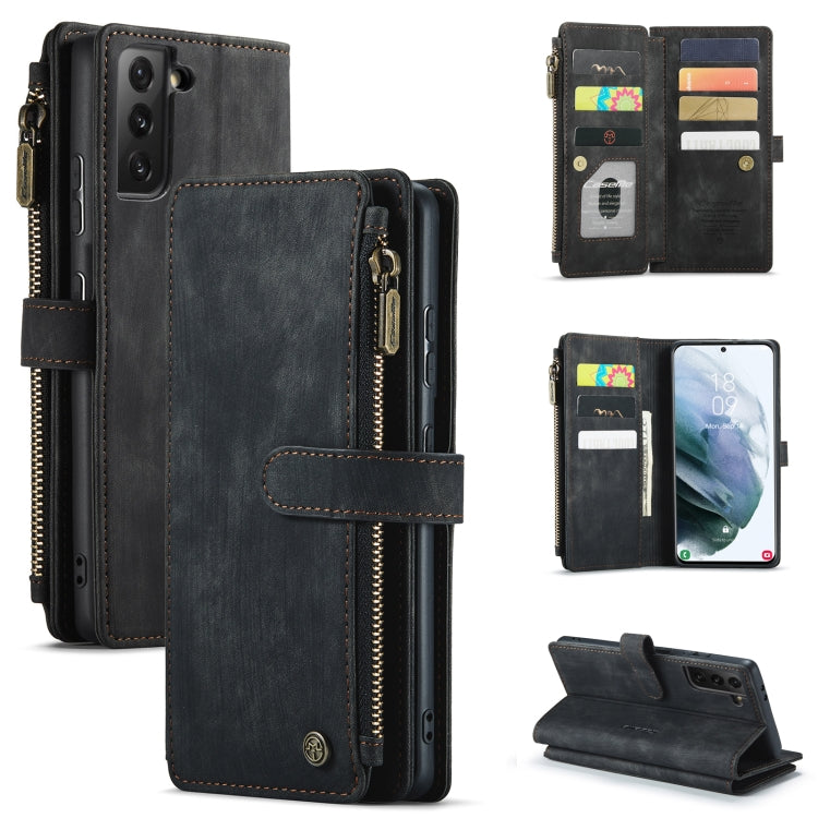 CaseMe-C30 PU + TPU Custodia multifunzionale orizzontale in pelle con flip con supporto e slot per schede e portafoglio e tasca con cerniera, For Samsung Galaxy S21+ 5G, For Samsung Galaxy S21 Ultra 5G, For Samsung Galaxy S21 FE