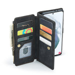 CaseMe-C30 PU + TPU Custodia multifunzionale orizzontale in pelle con flip con supporto e slot per schede e portafoglio e tasca con cerniera, For Samsung Galaxy S21+ 5G, For Samsung Galaxy S21 Ultra 5G, For Samsung Galaxy S21 FE