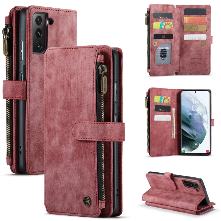 CaseMe-C30 PU + TPU Custodia multifunzionale orizzontale in pelle con flip con supporto e slot per schede e portafoglio e tasca con cerniera, For Samsung Galaxy S21+ 5G, For Samsung Galaxy S21 Ultra 5G, For Samsung Galaxy S21 FE