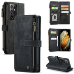 CaseMe-C30 PU + TPU Custodia multifunzionale orizzontale in pelle con flip con supporto e slot per schede e portafoglio e tasca con cerniera, For Samsung Galaxy S21+ 5G, For Samsung Galaxy S21 Ultra 5G, For Samsung Galaxy S21 FE