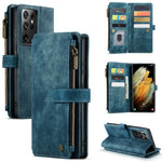 CaseMe-C30 PU + TPU Custodia multifunzionale orizzontale in pelle con flip con supporto e slot per schede e portafoglio e tasca con cerniera, For Samsung Galaxy S21+ 5G, For Samsung Galaxy S21 Ultra 5G, For Samsung Galaxy S21 FE