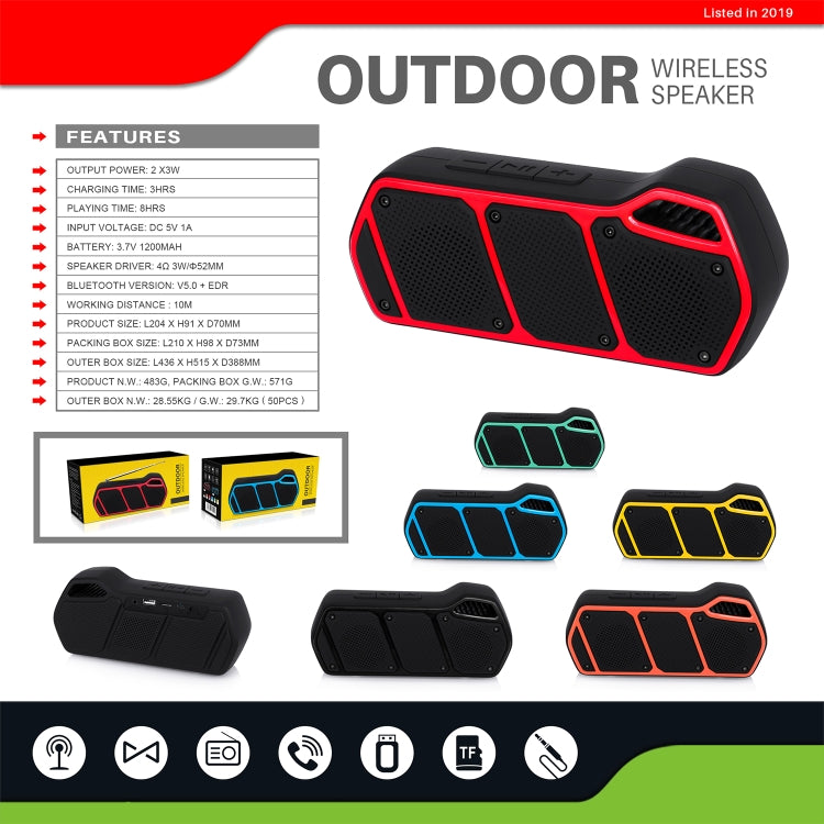 NewRixing NR-5011 Altoparlante Bluetooth portatile 2x3W