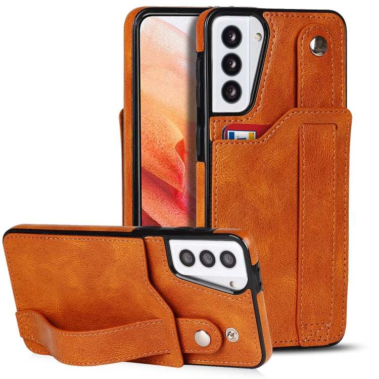 Crazy Horse Texture TPU antiurto + custodia in pelle PU con slot per schede e supporto per cinturino da polso, For Samsung Galaxy S21 5G, For Samsung Galaxy S21+ 5G, For Samsung Galaxy S21 Ultra 5G