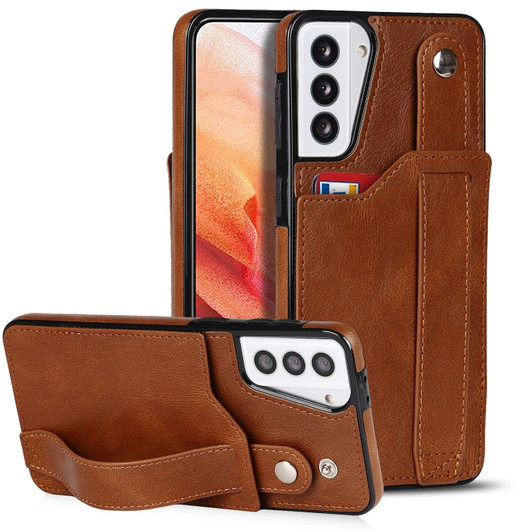 Crazy Horse Texture TPU antiurto + custodia in pelle PU con slot per schede e supporto per cinturino da polso, For Samsung Galaxy S21 5G, For Samsung Galaxy S21+ 5G, For Samsung Galaxy S21 Ultra 5G