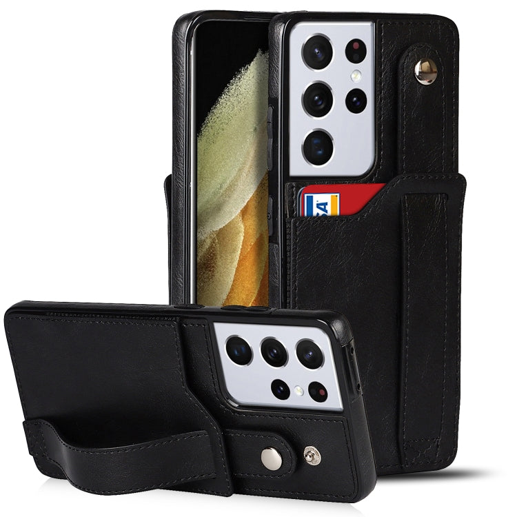 Crazy Horse Texture TPU antiurto + custodia in pelle PU con slot per schede e supporto per cinturino da polso, For Samsung Galaxy S21 5G, For Samsung Galaxy S21+ 5G, For Samsung Galaxy S21 Ultra 5G