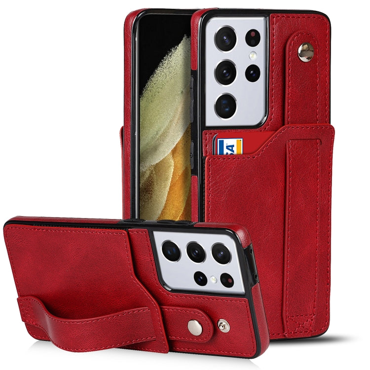 Crazy Horse Texture TPU antiurto + custodia in pelle PU con slot per schede e supporto per cinturino da polso, For Samsung Galaxy S21 5G, For Samsung Galaxy S21+ 5G, For Samsung Galaxy S21 Ultra 5G