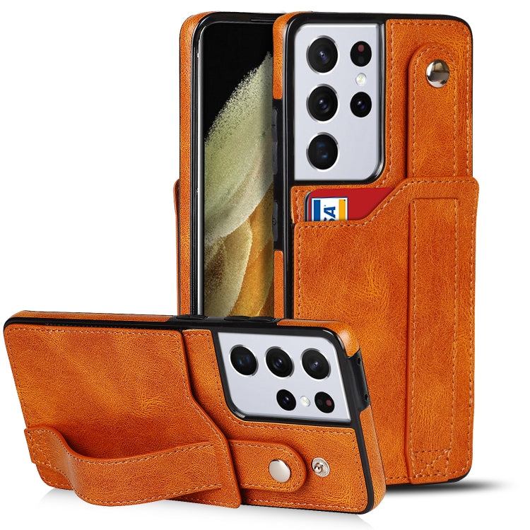 Crazy Horse Texture TPU antiurto + custodia in pelle PU con slot per schede e supporto per cinturino da polso, For Samsung Galaxy S21 5G, For Samsung Galaxy S21+ 5G, For Samsung Galaxy S21 Ultra 5G