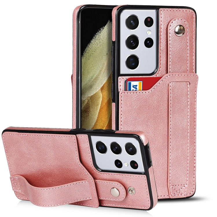 Crazy Horse Texture TPU antiurto + custodia in pelle PU con slot per schede e supporto per cinturino da polso, For Samsung Galaxy S21 5G, For Samsung Galaxy S21+ 5G, For Samsung Galaxy S21 Ultra 5G