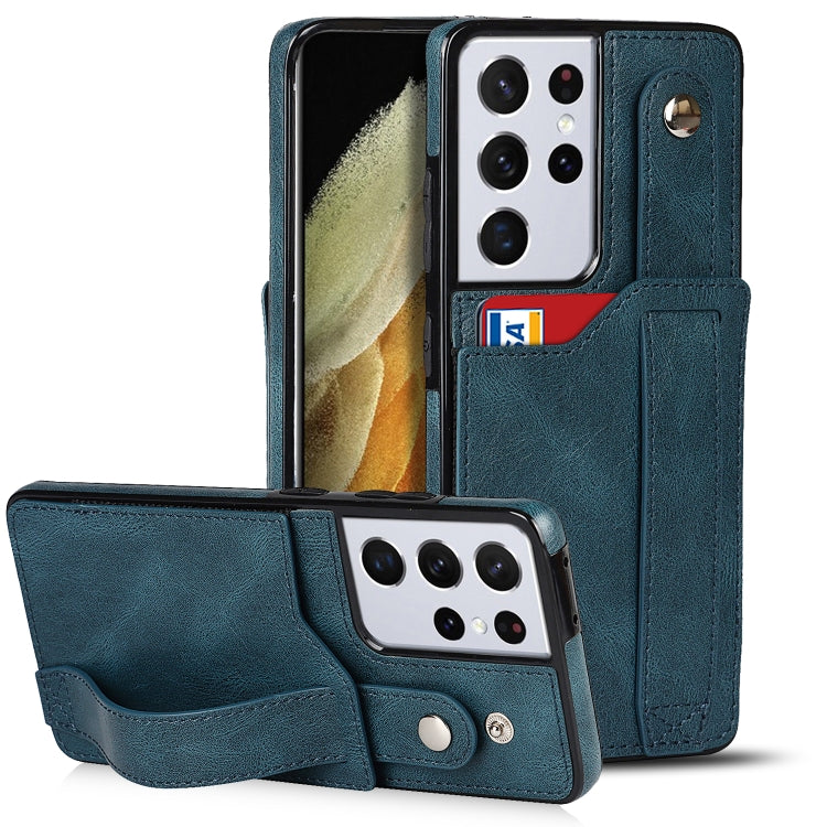 Crazy Horse Texture TPU antiurto + custodia in pelle PU con slot per schede e supporto per cinturino da polso, For Samsung Galaxy S21 5G, For Samsung Galaxy S21+ 5G, For Samsung Galaxy S21 Ultra 5G