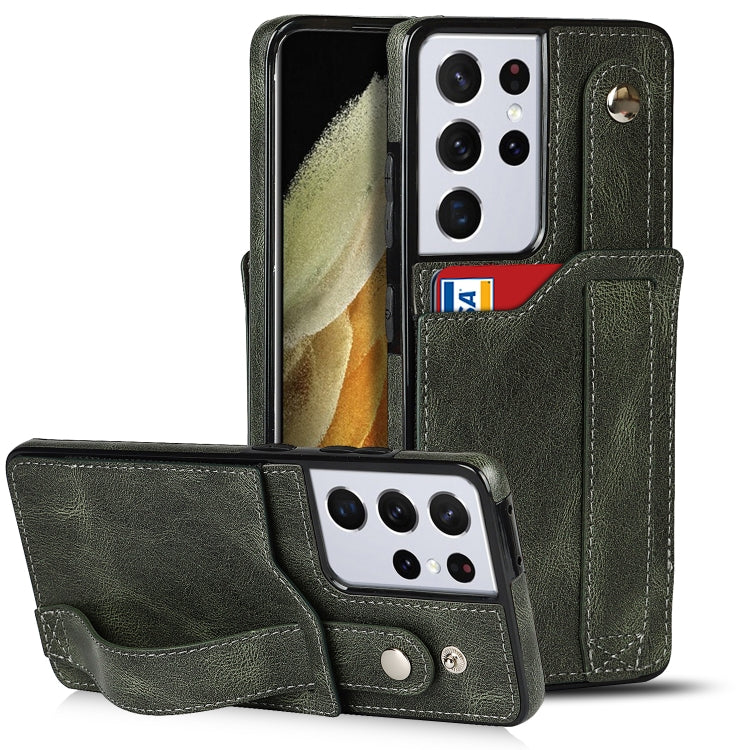Crazy Horse Texture TPU antiurto + custodia in pelle PU con slot per schede e supporto per cinturino da polso, For Samsung Galaxy S21 5G, For Samsung Galaxy S21+ 5G, For Samsung Galaxy S21 Ultra 5G