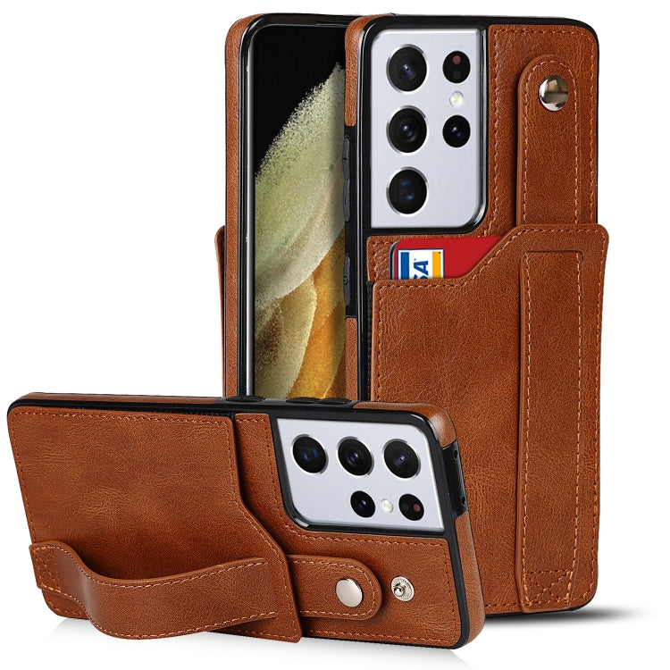 Crazy Horse Texture TPU antiurto + custodia in pelle PU con slot per schede e supporto per cinturino da polso, For Samsung Galaxy S21 5G, For Samsung Galaxy S21+ 5G, For Samsung Galaxy S21 Ultra 5G
