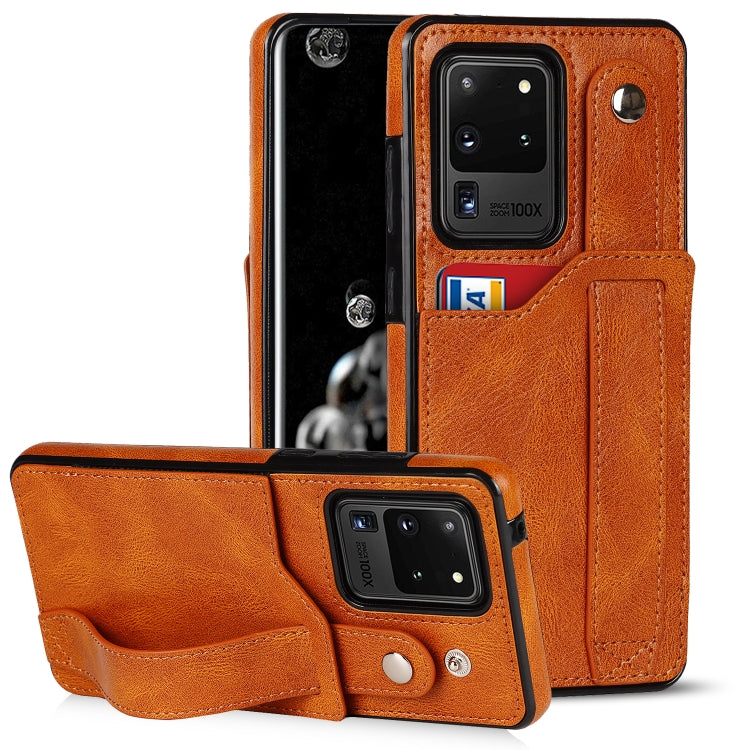 Crazy Horse Texture TPU antiurto + custodia in pelle PU con slot per schede e supporto per cinturino da polso, For Samsung Galaxy S20 Ultra, For Samsung Galaxy Note20, For Samsung Galaxy Note20 Ultra