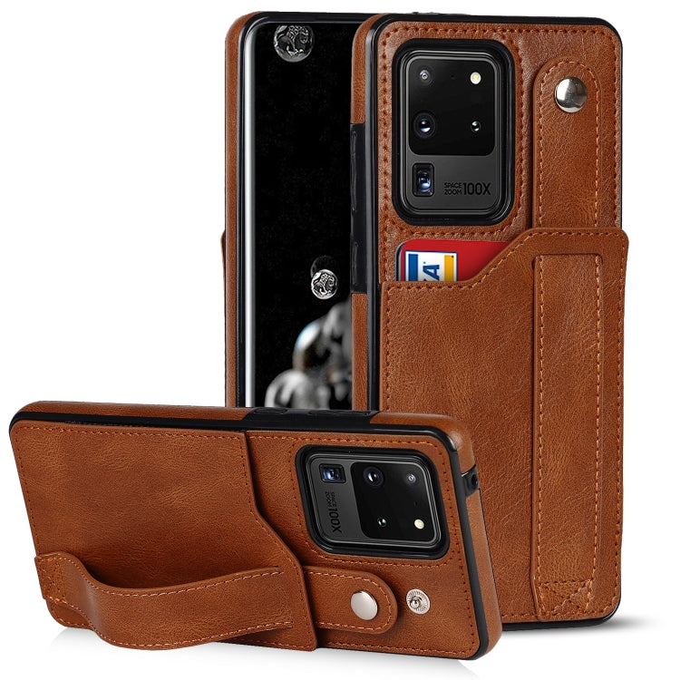 Crazy Horse Texture TPU antiurto + custodia in pelle PU con slot per schede e supporto per cinturino da polso, For Samsung Galaxy S20 Ultra, For Samsung Galaxy Note20, For Samsung Galaxy Note20 Ultra