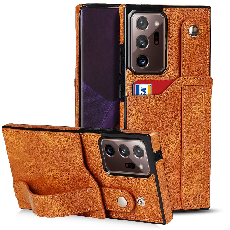 Crazy Horse Texture TPU antiurto + custodia in pelle PU con slot per schede e supporto per cinturino da polso, For Samsung Galaxy S20 Ultra, For Samsung Galaxy Note20, For Samsung Galaxy Note20 Ultra