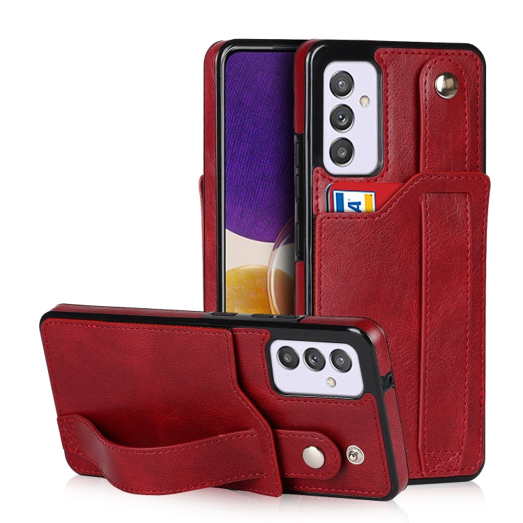 Crazy Horse Texture TPU antiurto + custodia in pelle PU con slot per schede e supporto per cinturino da polso, For Samsung Galaxy A82 5G, For Samsung Galaxy A72 5G / 4G, For Samsung Galaxy A52 5G / 4G