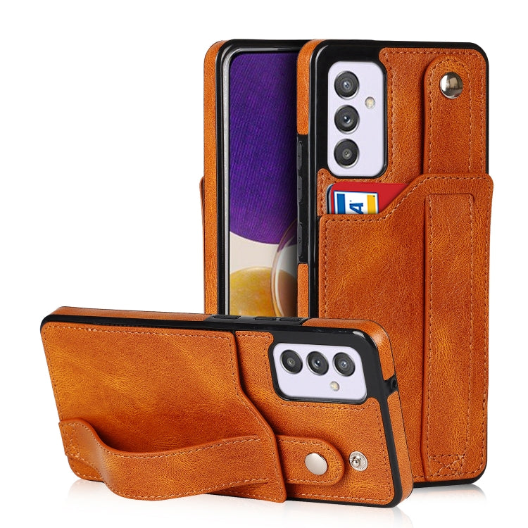 Crazy Horse Texture TPU antiurto + custodia in pelle PU con slot per schede e supporto per cinturino da polso, For Samsung Galaxy A82 5G, For Samsung Galaxy A72 5G / 4G, For Samsung Galaxy A52 5G / 4G