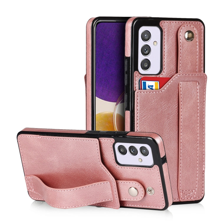 Crazy Horse Texture TPU antiurto + custodia in pelle PU con slot per schede e supporto per cinturino da polso, For Samsung Galaxy A82 5G, For Samsung Galaxy A72 5G / 4G, For Samsung Galaxy A52 5G / 4G