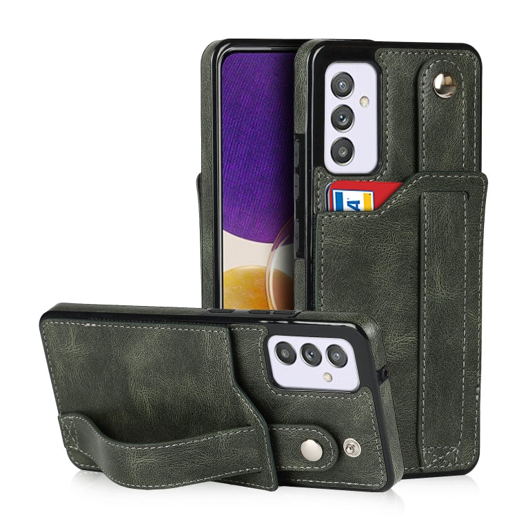 Crazy Horse Texture TPU antiurto + custodia in pelle PU con slot per schede e supporto per cinturino da polso, For Samsung Galaxy A82 5G, For Samsung Galaxy A72 5G / 4G, For Samsung Galaxy A52 5G / 4G
