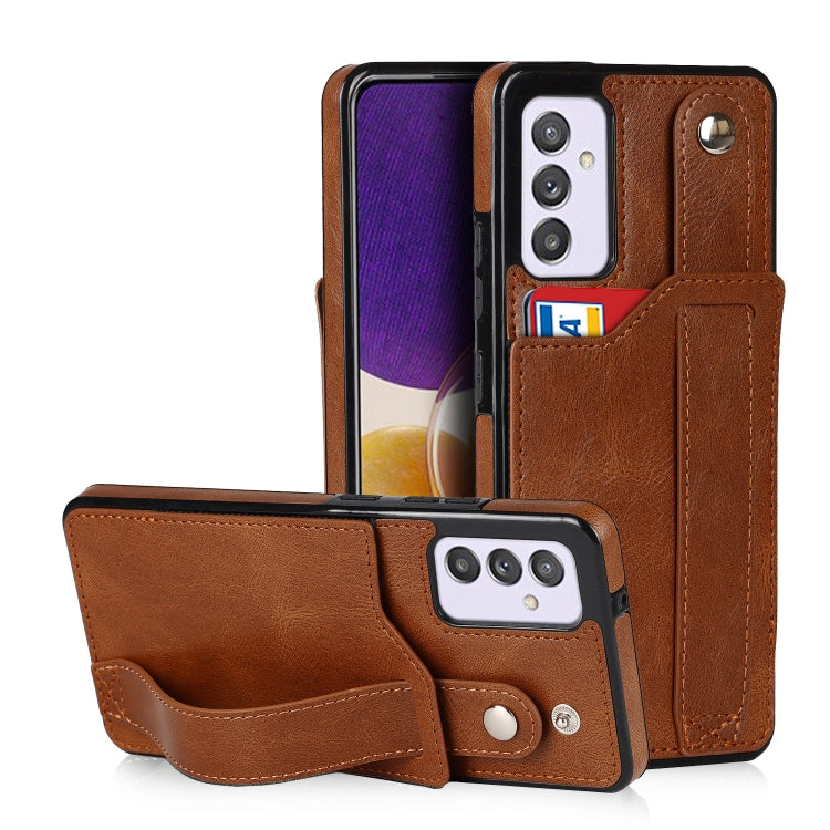Crazy Horse Texture TPU antiurto + custodia in pelle PU con slot per schede e supporto per cinturino da polso, For Samsung Galaxy A82 5G, For Samsung Galaxy A72 5G / 4G, For Samsung Galaxy A52 5G / 4G